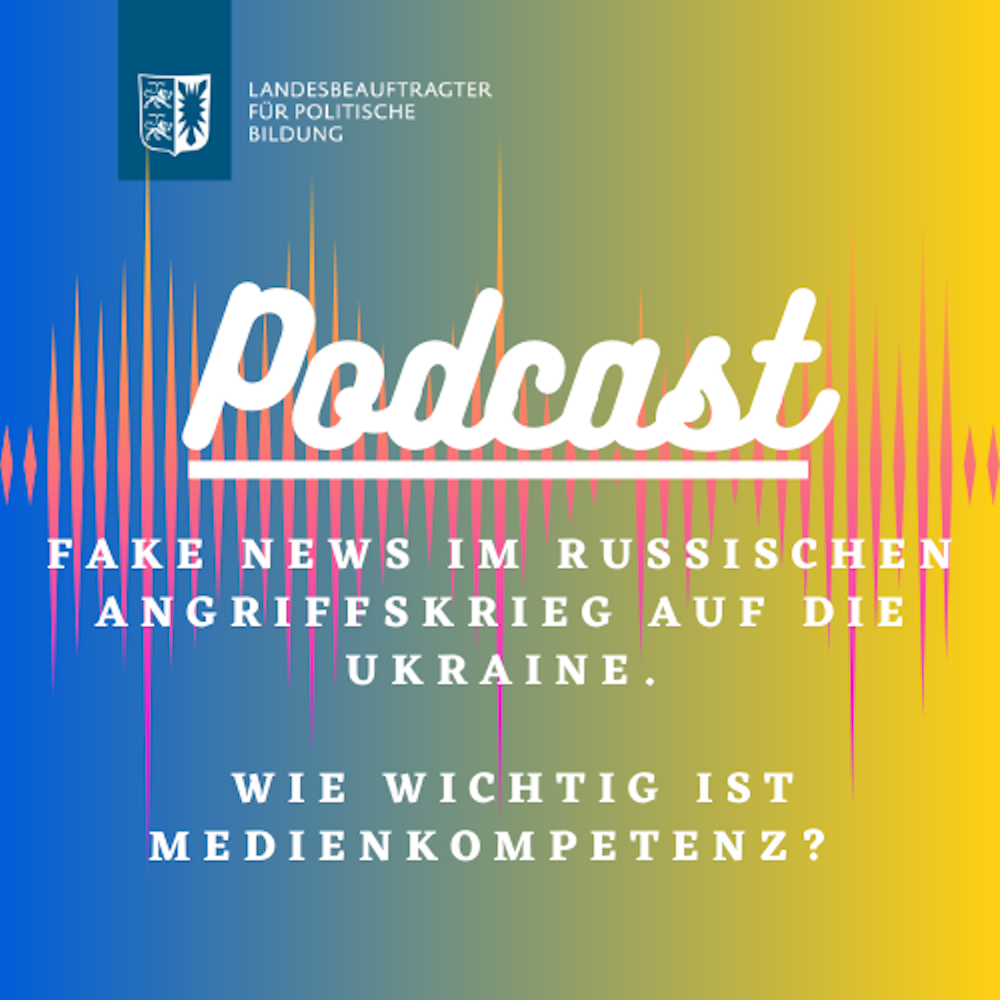blau-gelbe Kachel mit der Aufschrift "Podcast"
