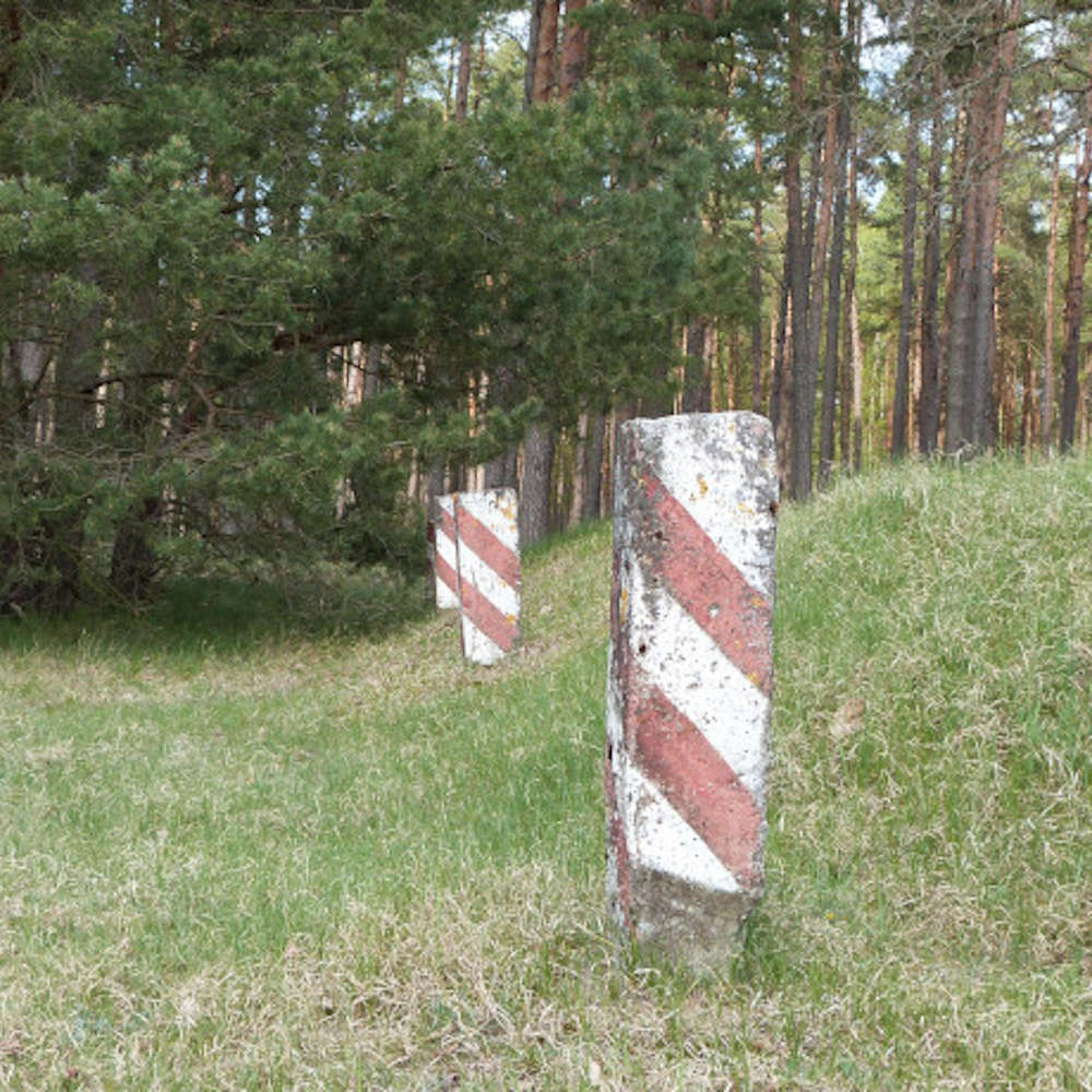 Grenzpfeiler im Wald