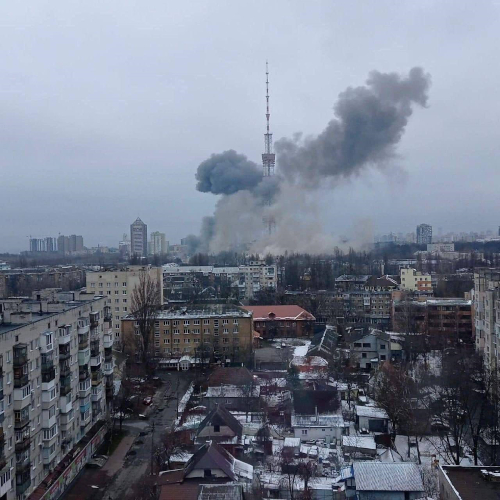Bombardierung des Fernsehturms in Kiew am 1. März 2022